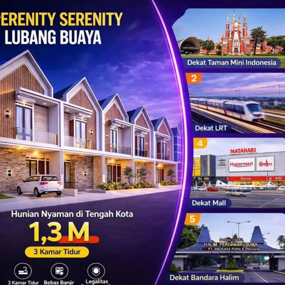 Di jual ruko & rumah baru 2 lantai di pinggir jln lubang buaya