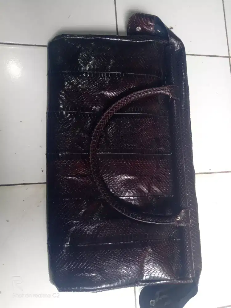 Tas bahan kulit ular asli,