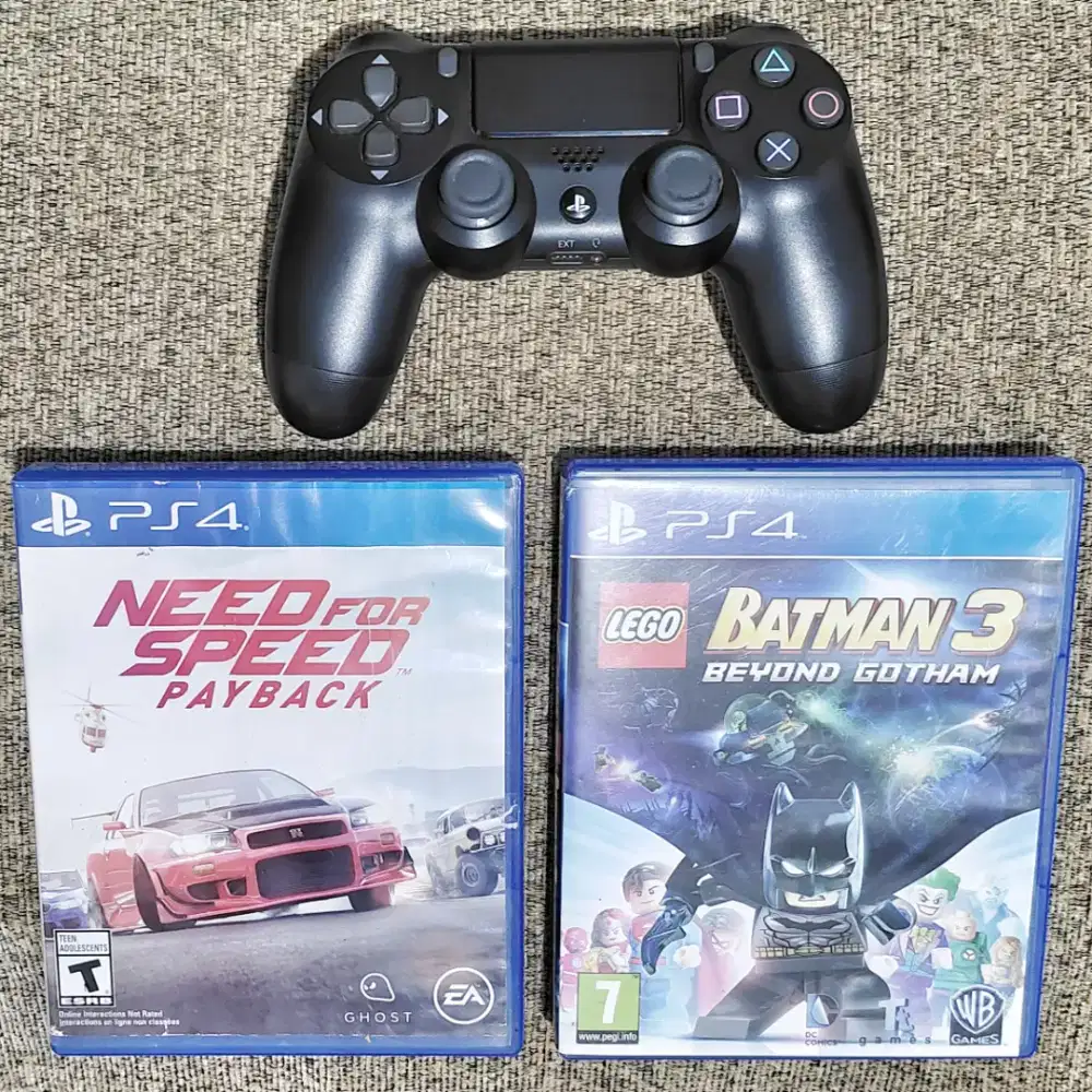 Sepaket Stik Stick PS4 Original Mesin Lightbar & BD Bluray Disk Games