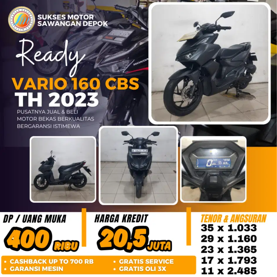 HONDA NEW VARIO 160 CBS TH 2023 MULUS BERGARANSI BISA KREDIT DP 400 RB