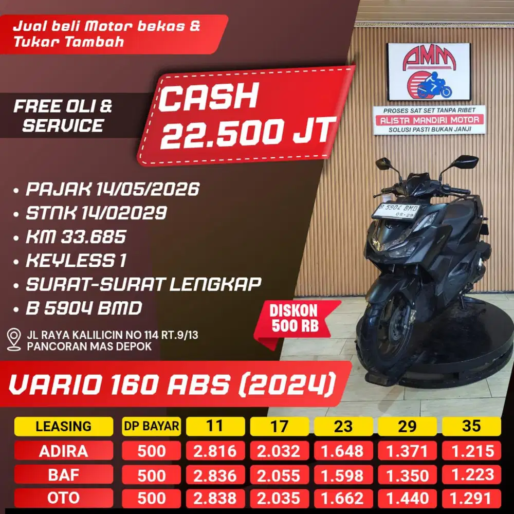 VARIO 160 2024. ISTIMEWA PAJAK HIDUP CASH NEGO DP BISA 500RB