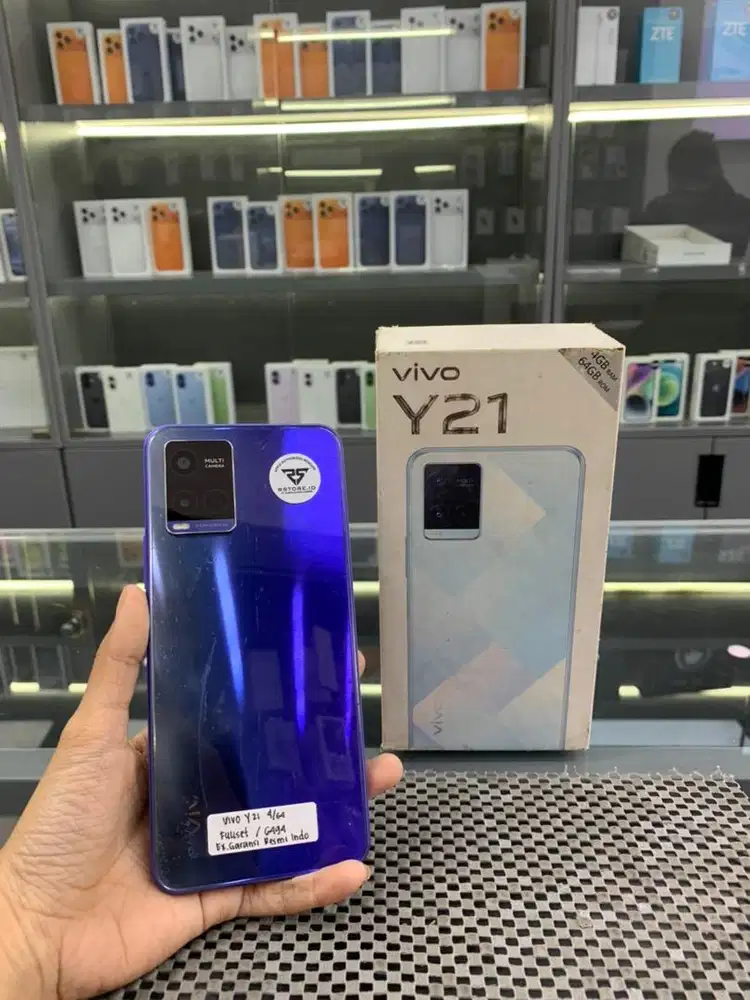 Vivo y21 4/64Gb fullset, ex garansi resmi/indonesia