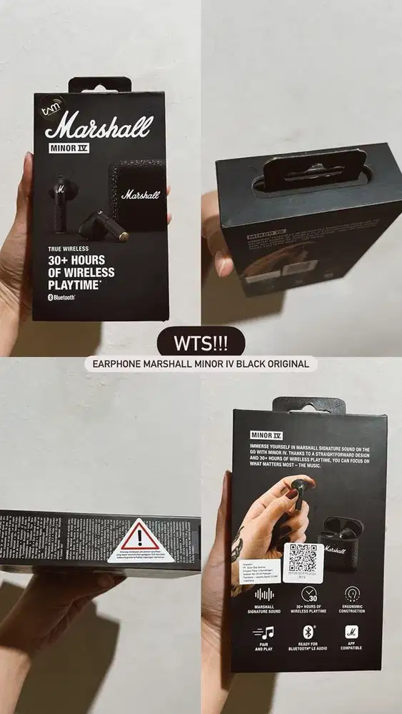 WTS Earphone Marshall Minor IV Black Original