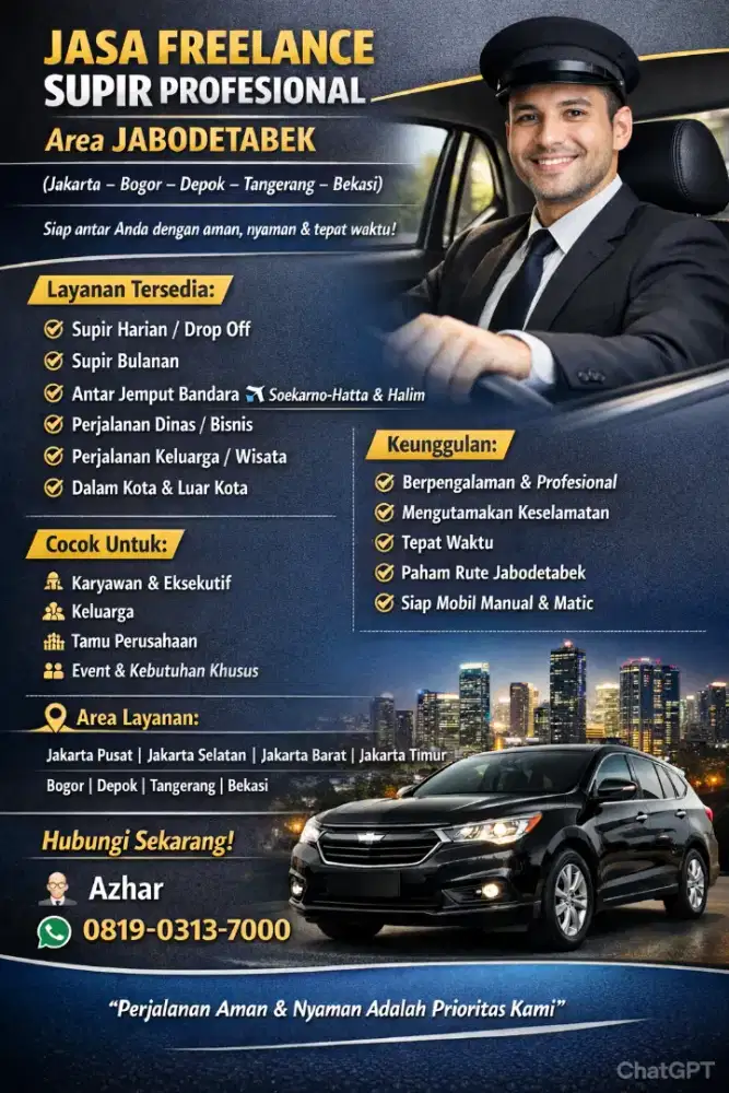 JASA FREELANCE SUPIR, Area Jabodetabek