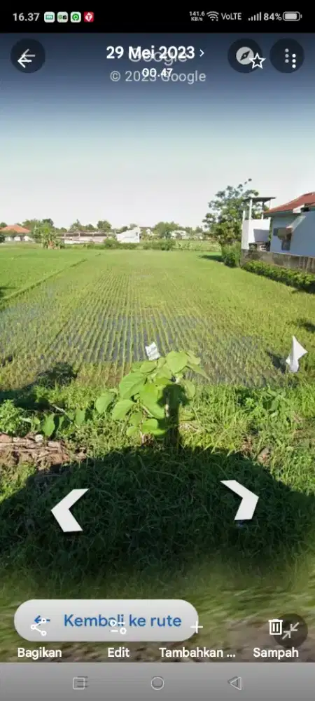 sawah d jalan tasikmadu 2192M2 dpn hotel Dewi Sri  LD 18mtr nego