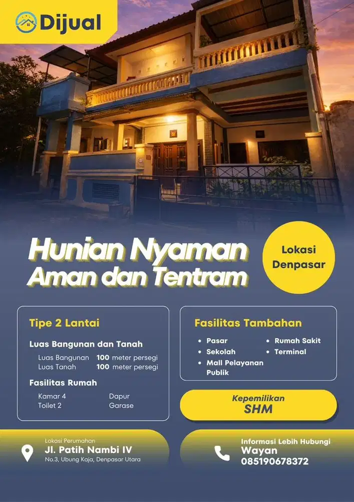Dijual rumah area ubung kaja lokasi strategis