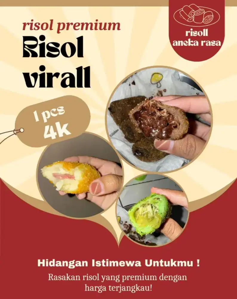Risol mayo, risol coklat, risol matcha