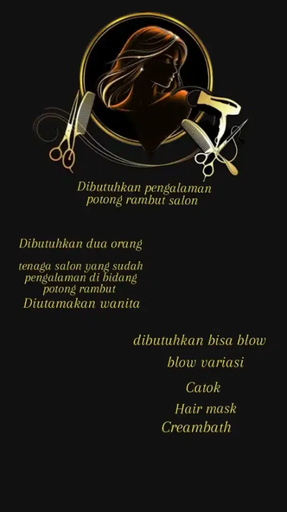Dibutuhkan yang bisa potong rambut pengalaman di salon