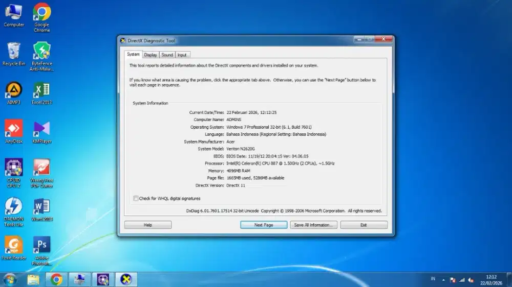 Mini PC Acer Veriton Fullset tinggal pakai