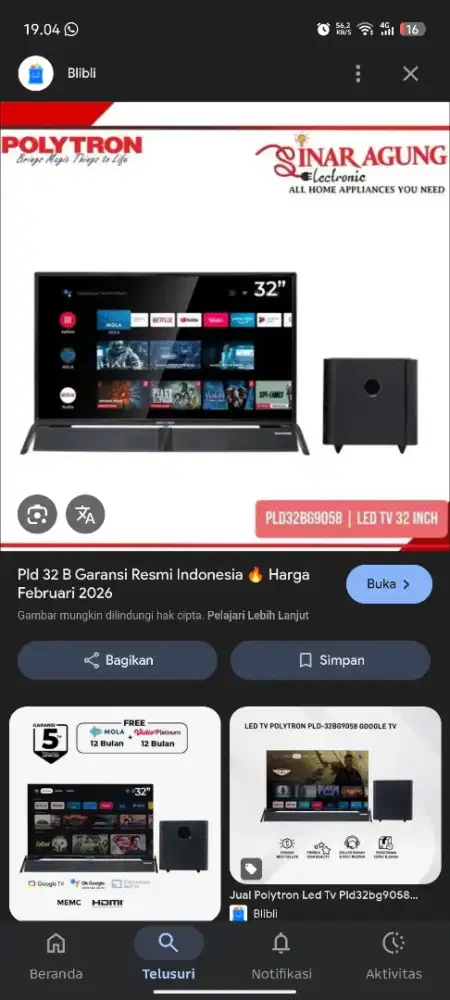 Jual tv led 32 inc merek politron