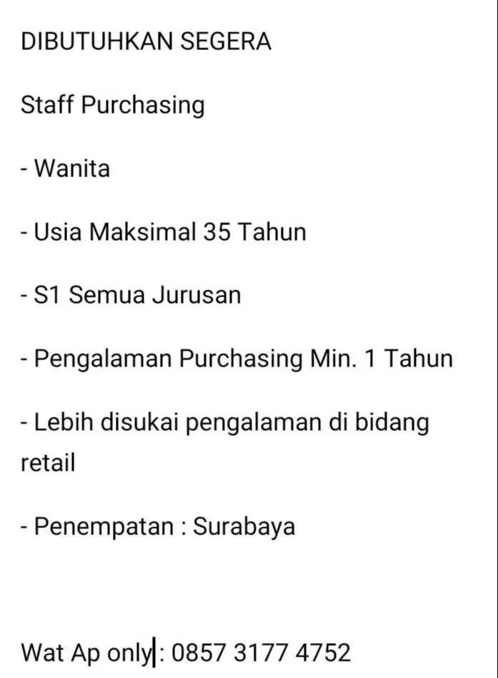 Dibutuhkan Segera Purchasing