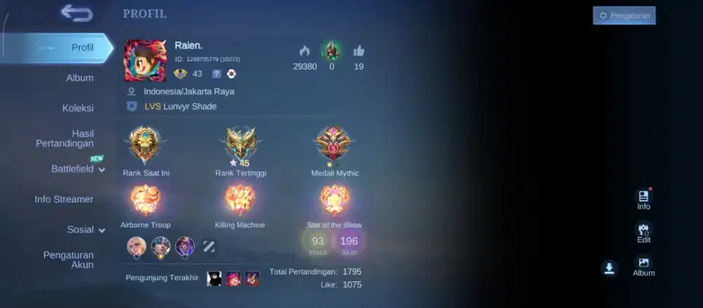 Jual Akun ML jual santai