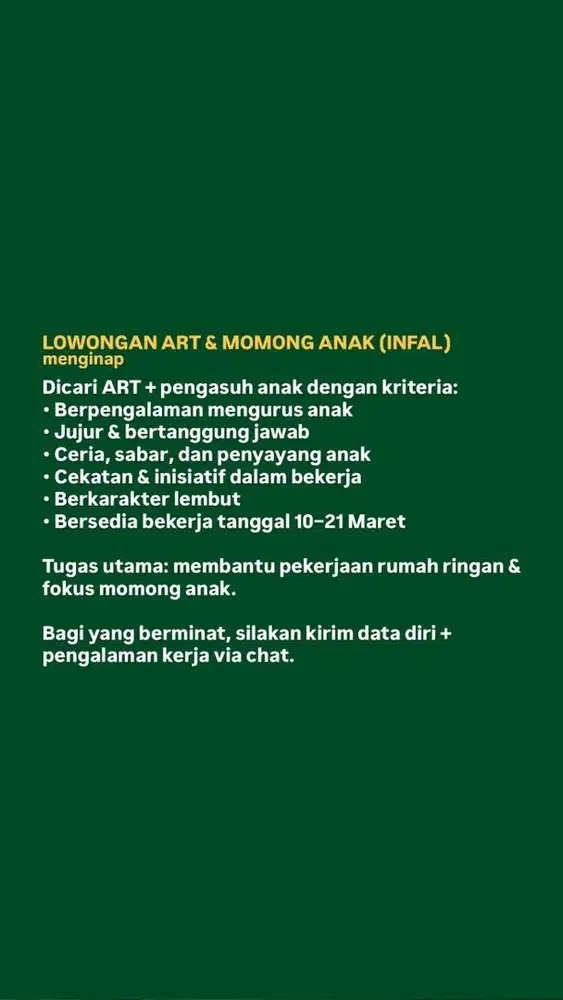 Loker infal ART Serabutan