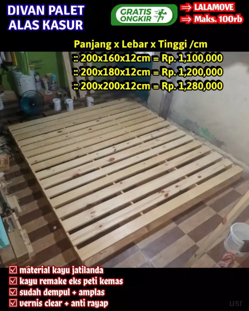 Dipan palet alas kasur kayu jati belanda