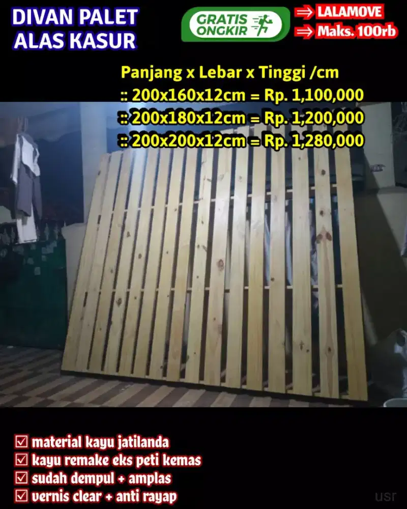 Divan palet kayu jati belanda alas kasur
