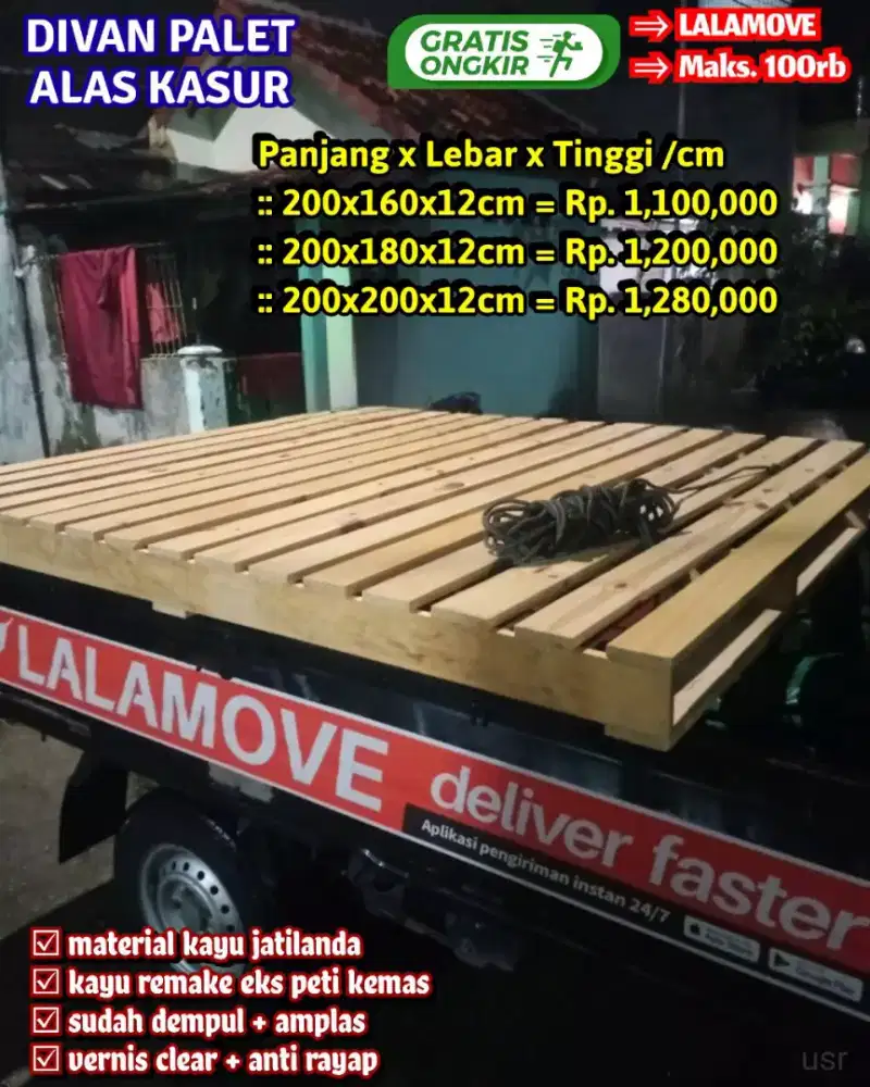 Palet divan alas kasur kayu jati belanda