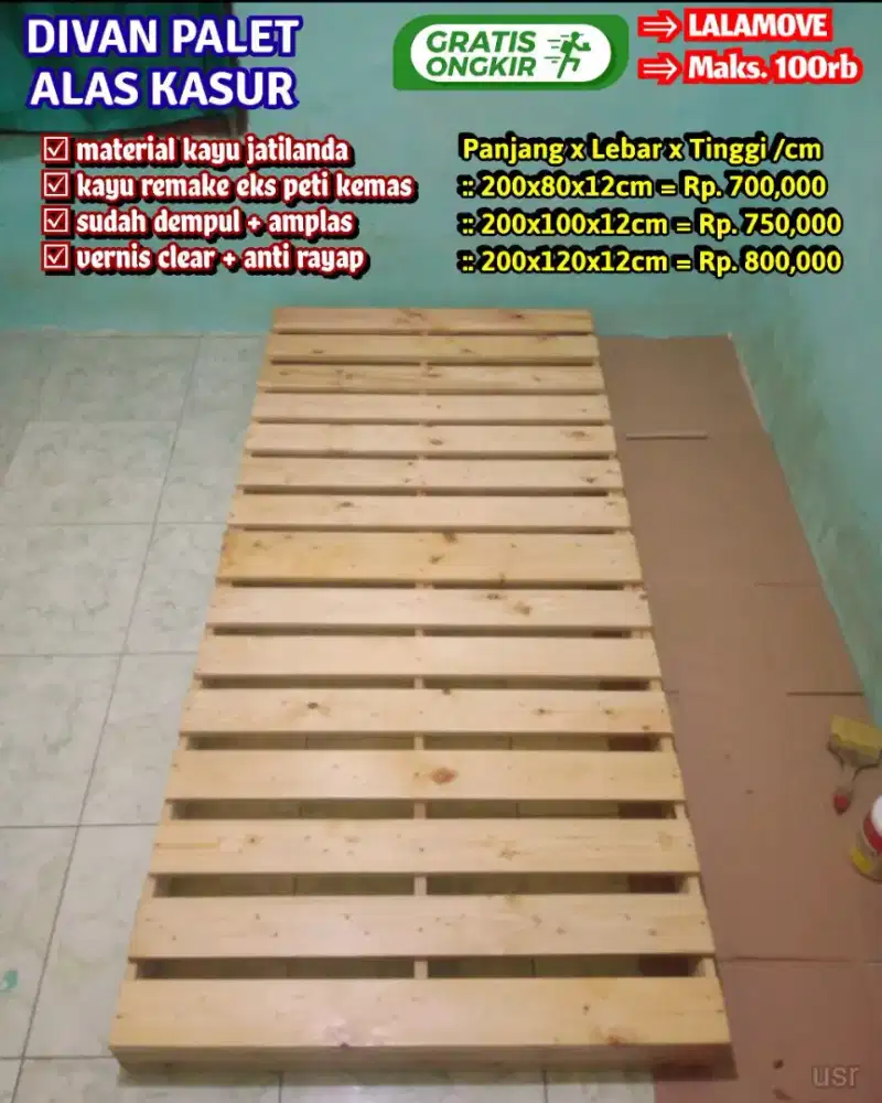 Divan palet alas tatakan kasur kayu jati belanda