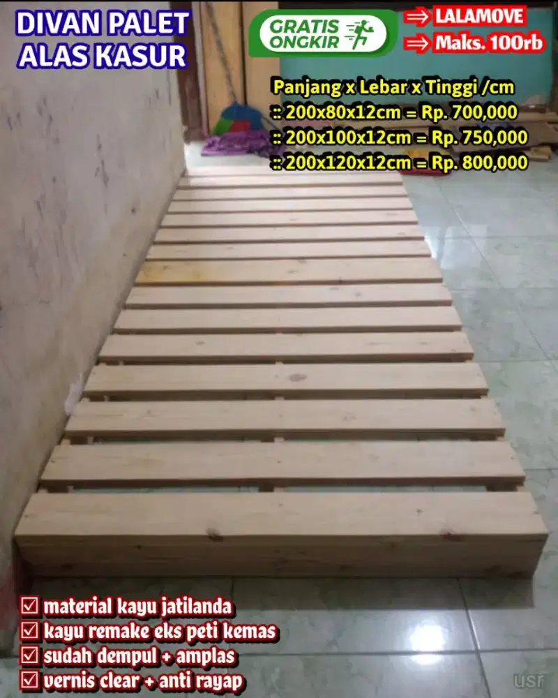 Divan alas kasur kayu jati belanda panjang 2 meter