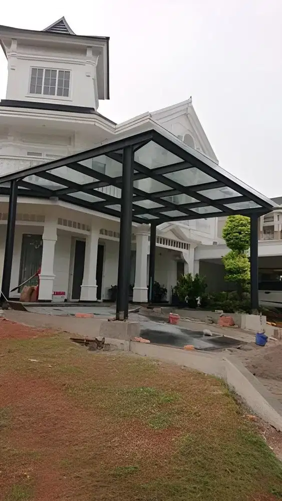 pemasangan kanopi kaca tempered glass