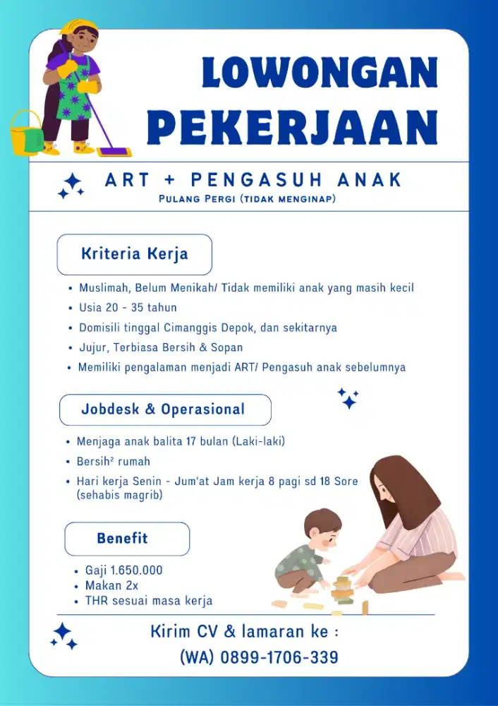 DIBUTUHKAN ART (PULANG PERGI)