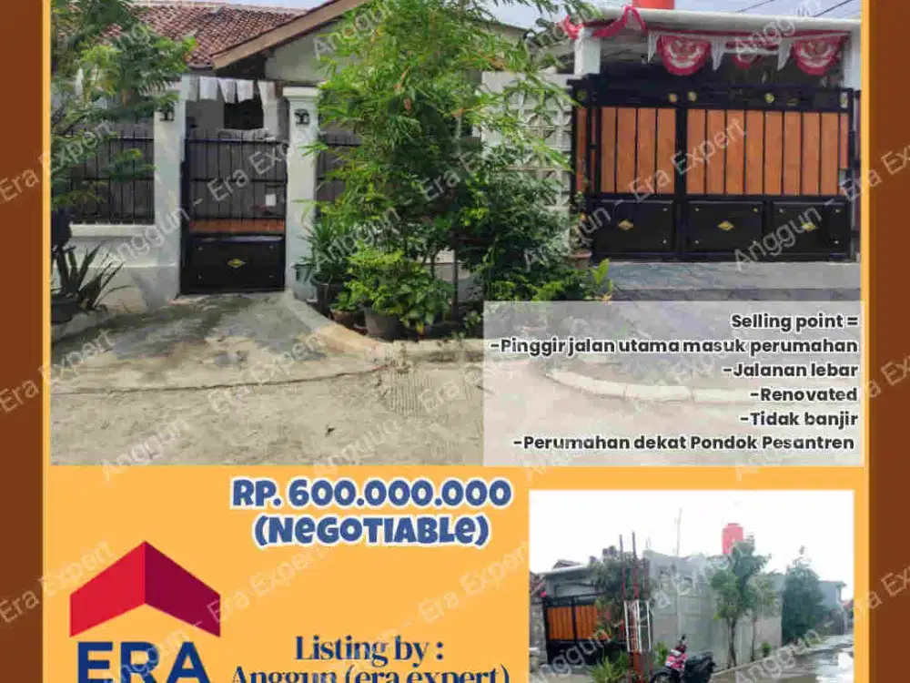 Dijual rumah Hook & Pinggir Jalan masuk utama Di Perum. Graha Prima. Tambun Selatan, Bekasi