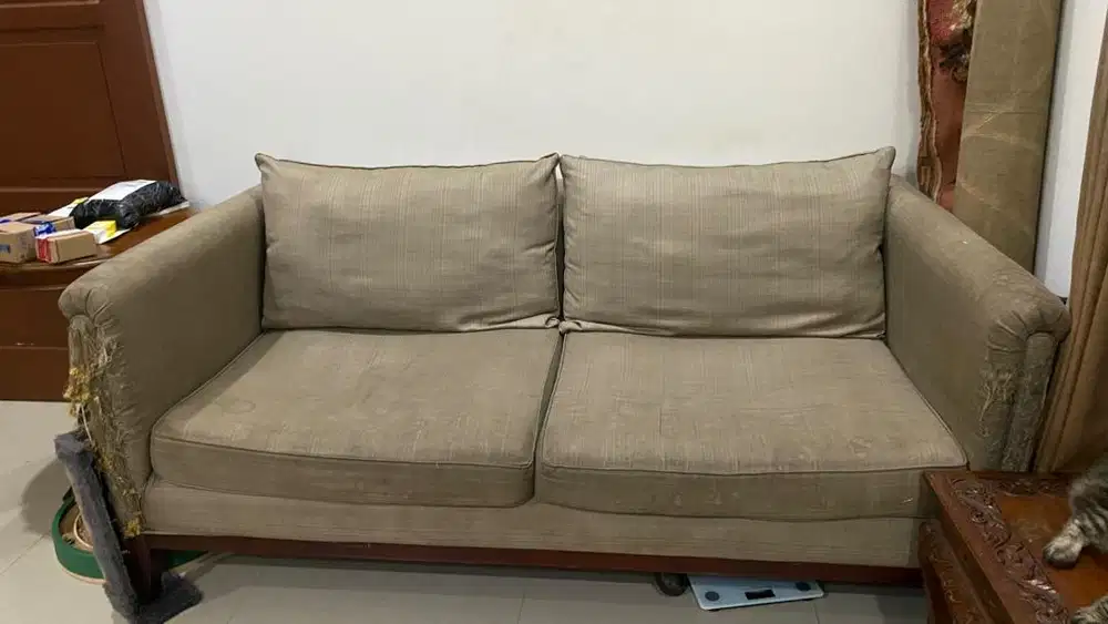 Sofa two-seater fabric 175x94x73 khaki