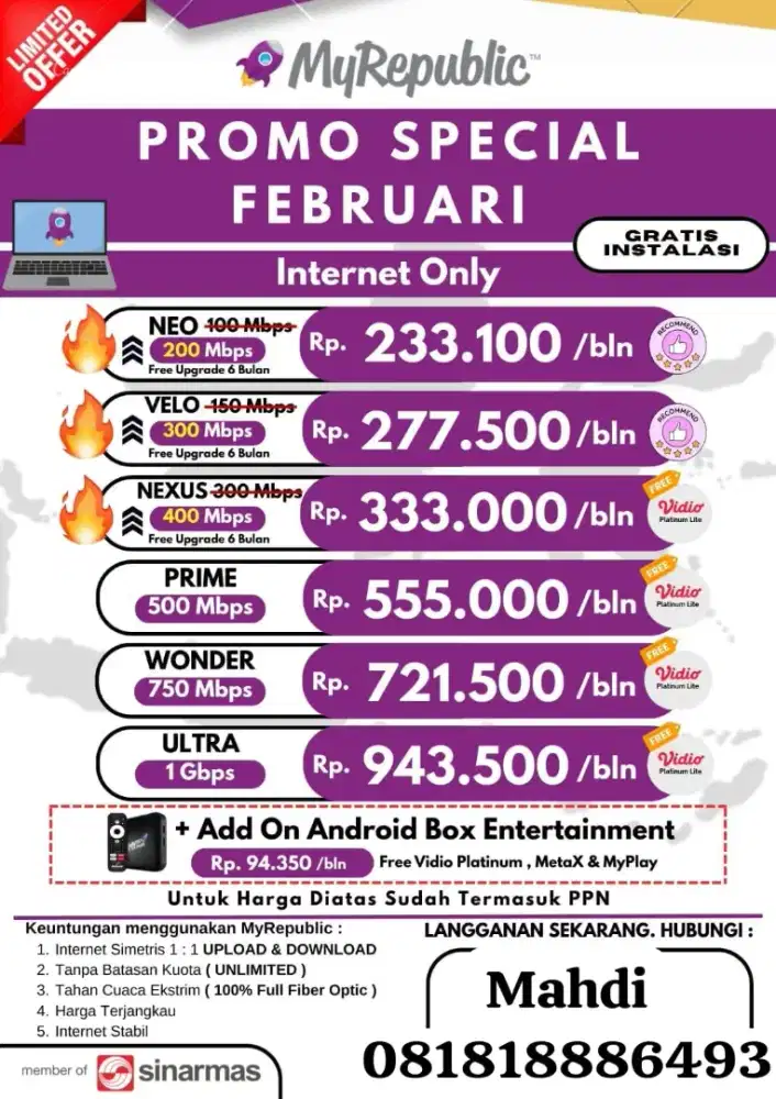 Wifi unlimited tanpa batas kuota