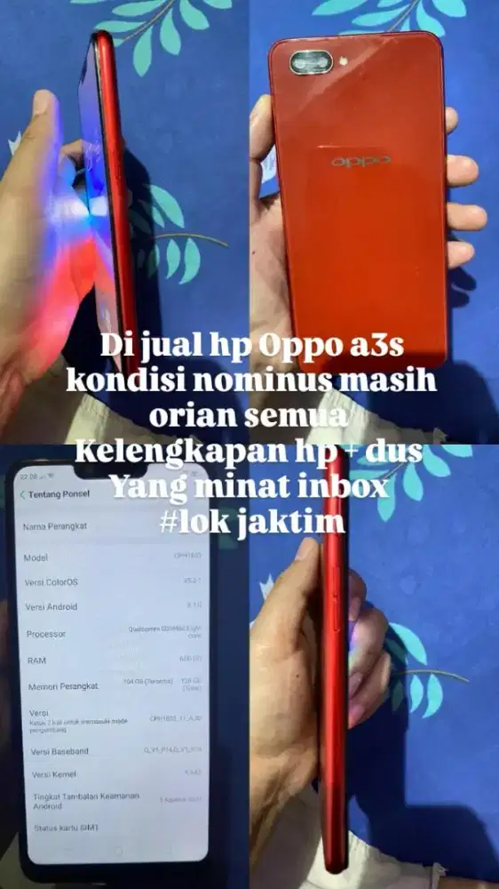 Di jual HP oppo A3S RAM 6