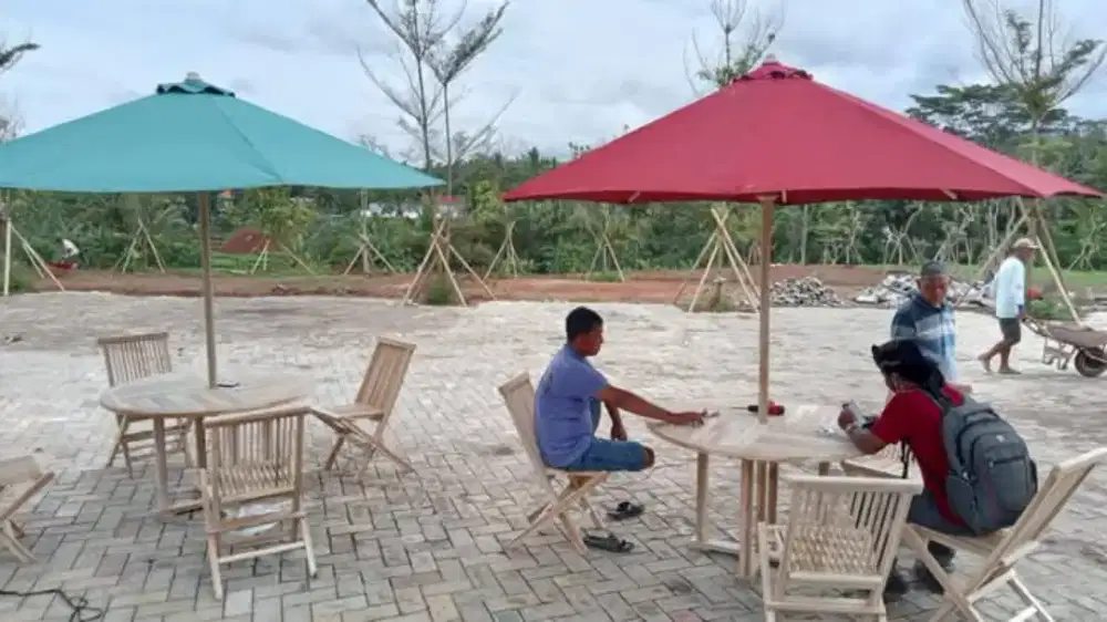 Payung taman set kayu jati