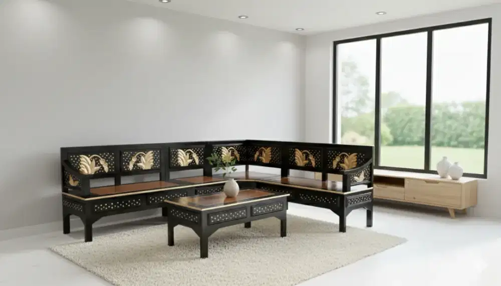 Kursi tamu sudut kayu jati kursi minimalis kayu jati