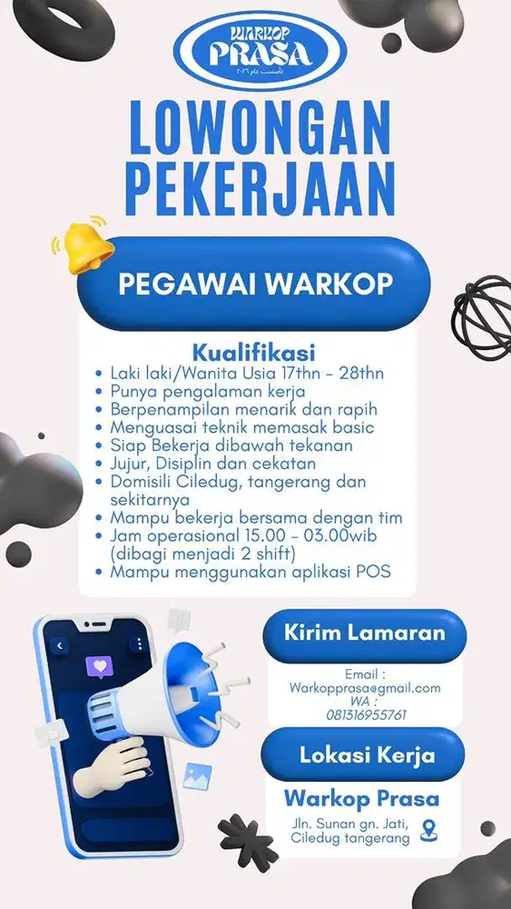 Lowongan Kerja Pegawai Warkop