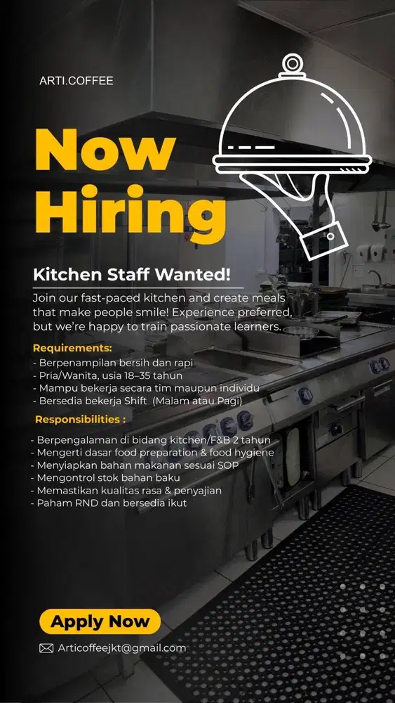 LOWONGAN KERJA CHEF DAN KITCHEN