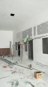 Pasang Kusen Aluminium Pintu + Plafon Gypsum + Partisi Gypsum pvc wpc