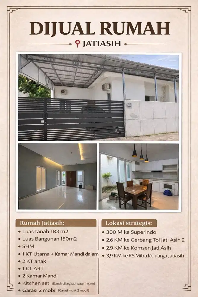 Dijual Rumah Jatiasih (850 juta)