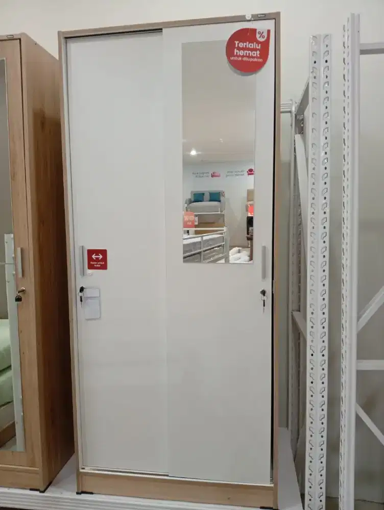 Selma Carrol Lemari Pakaian 2 Pintu Geser - Putih Oak