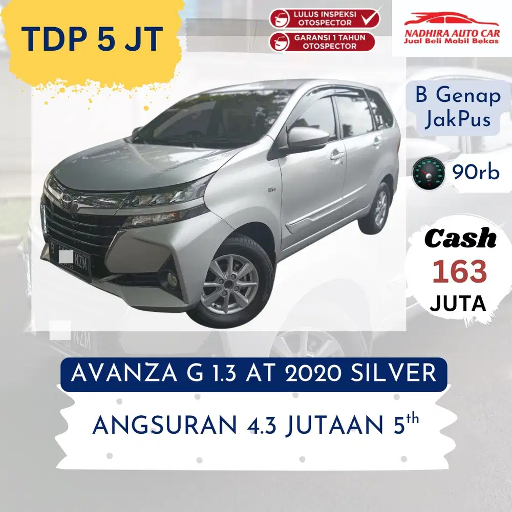 DP 5 Juta Avanza G 1.3 AT 2020 silver
