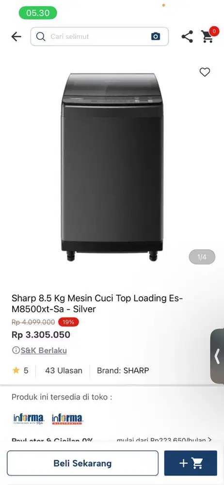 mesin cuci top loading sharp