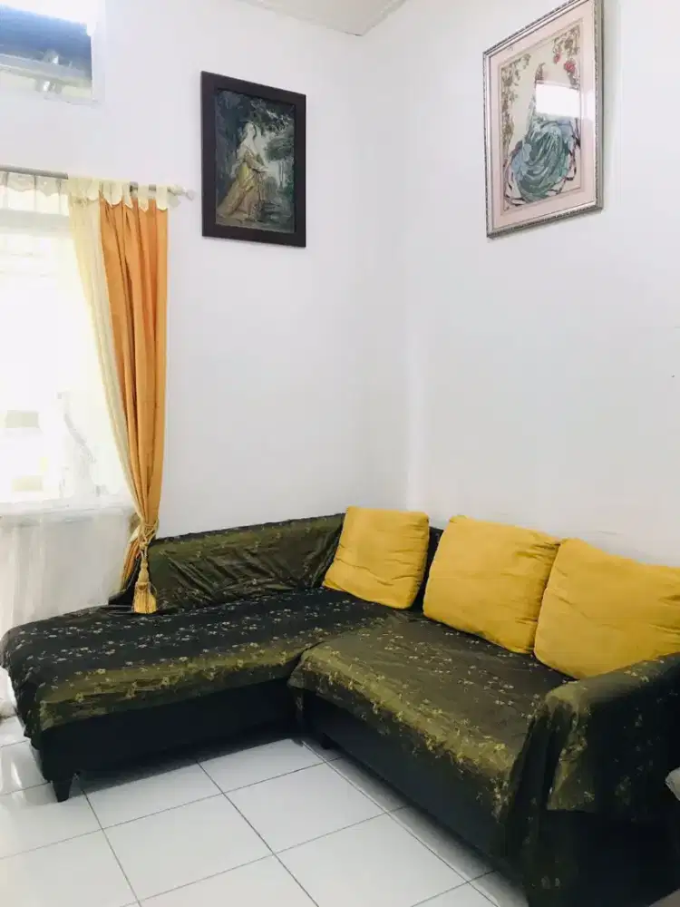 Sofa L bonus meja jati