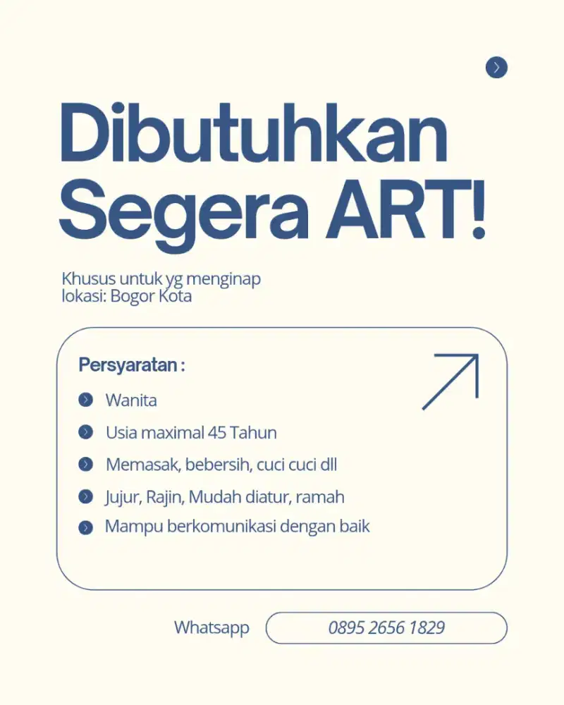 Loker ART menginap
