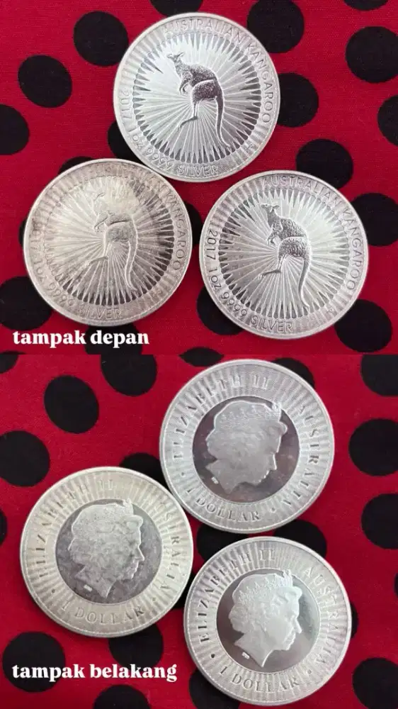 Jual 3 Coin Perak Australian Kangaroo