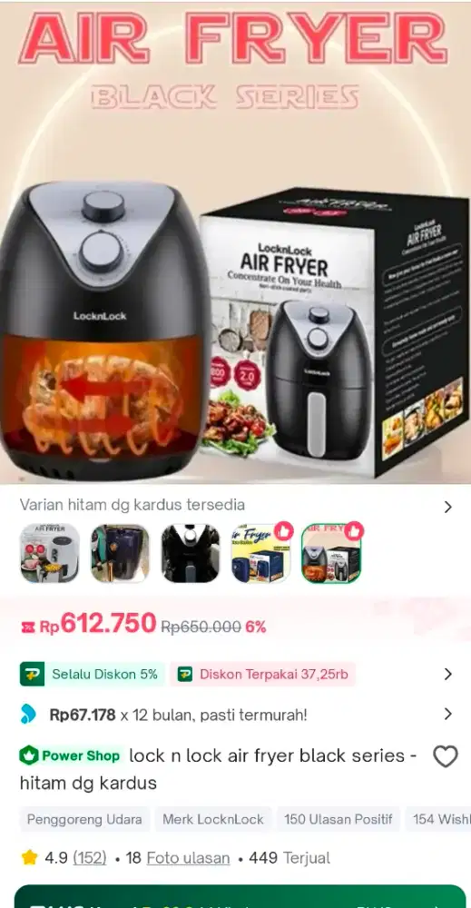 Jual Murah Air Fryer LocknLock