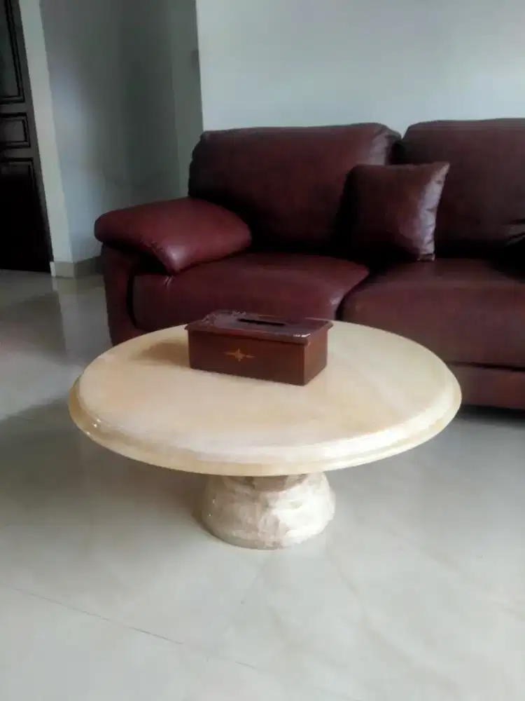 meja tamu Full Marmer kristal