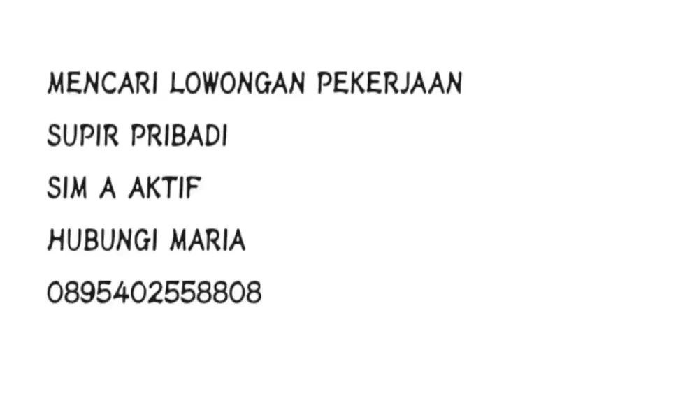 Mencari pekerjaan DRIVER PRIBADI