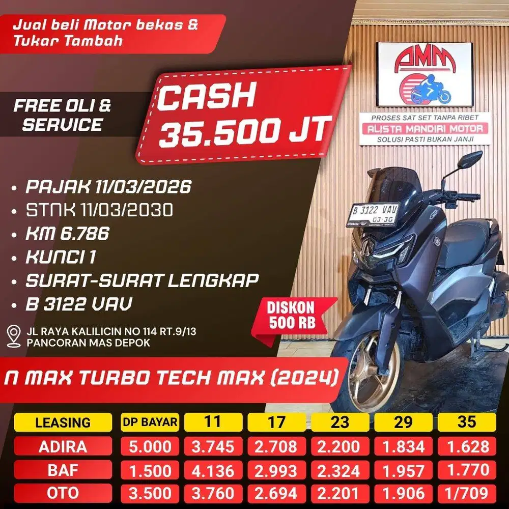 NMAX TURBO TECH MAX 2024 PAJAK HIDUP KM LOW KREDIVO INDODANA ALISTA