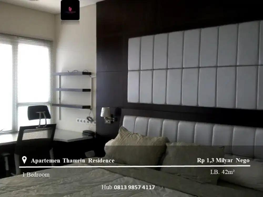 Dijual Apartement Thamrin Residence High Floor 1BR Full Furnished