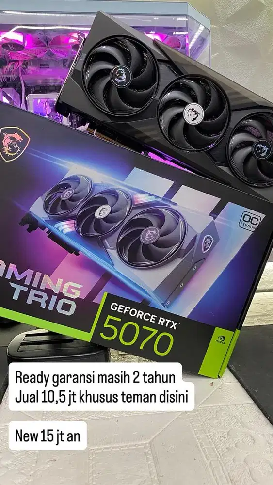 Murah bingung mahal gak laku. Rtx 5070 grnsi 2thn fullset nota MSI