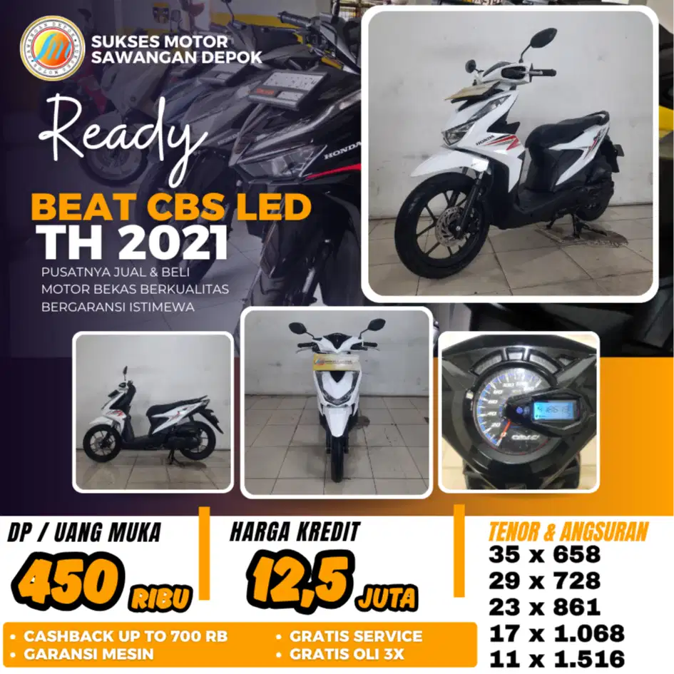 TERMURAH BERGARANSI HONDA BEAT LED CBS TH 2021 BISA CASH KREDIT DP 450