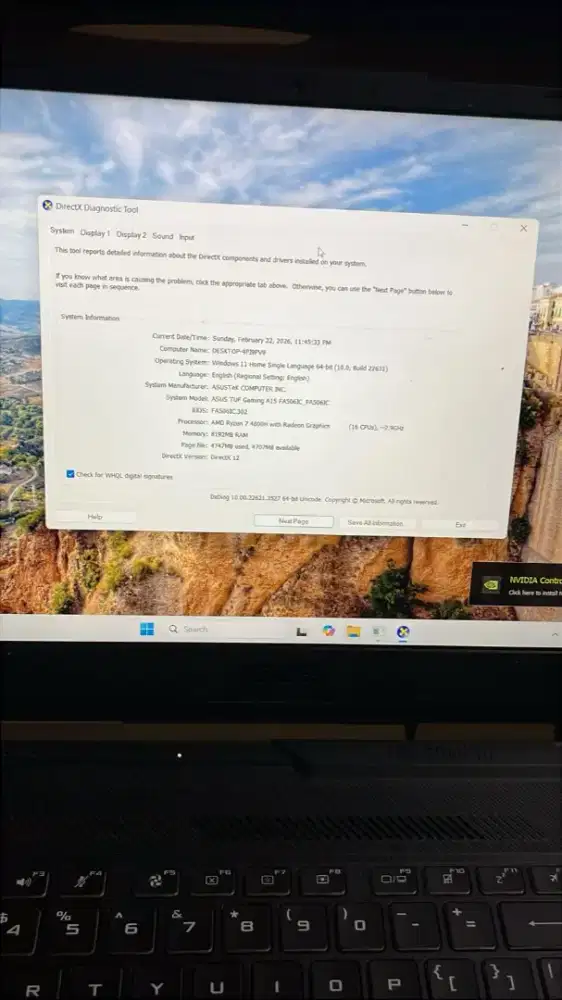 Asus Tuf a15 RTX 3050