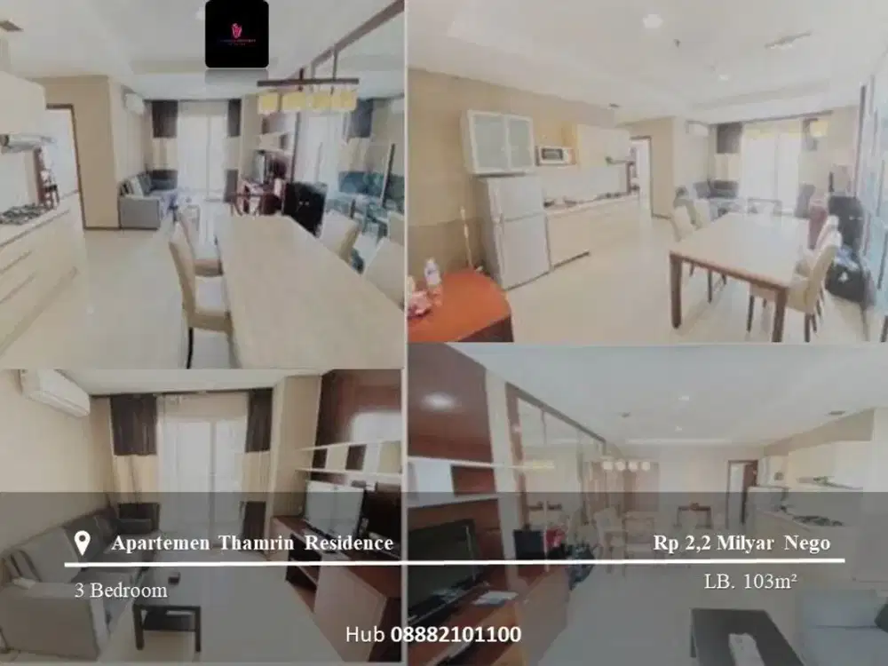 Dijual Apartement Thamrin Residence Low Floor 3BR Full Furnished