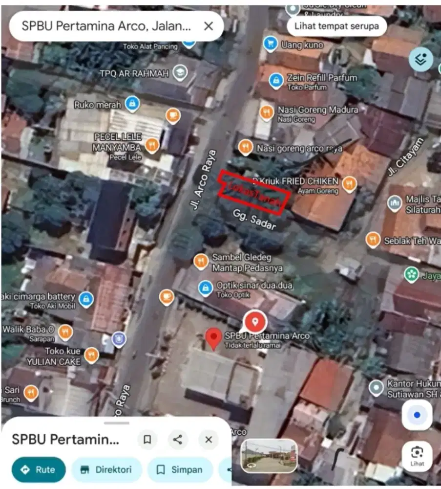 Di Jual Cepat Tenpat Strategis Pinggir Jalan Raya Arco